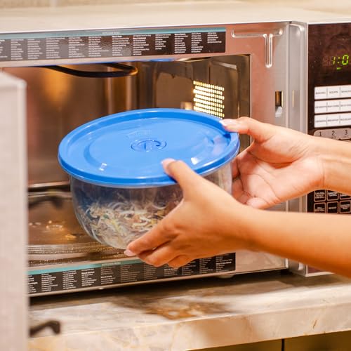 Gluman Microwave Container Set of 4 with Vent Knob for Steam Release | 100% Food Grade | Dishwasher Safe | Freezer Safe | Microwave Safe | Reusable | Recyclable (Microvent_Blue, plastic) - Image 3
