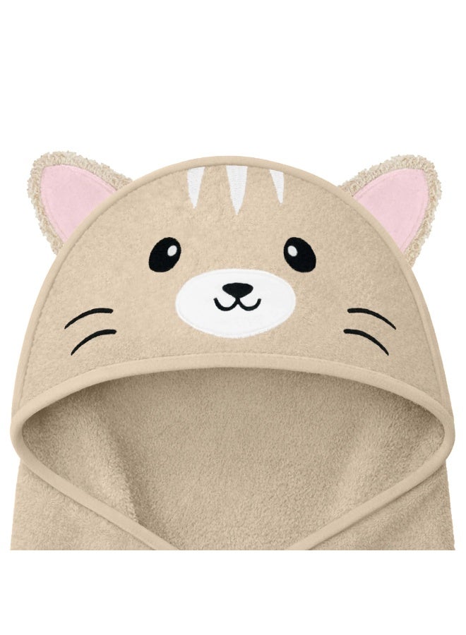 KeaBabies Organic Bamboo Hooded Towel, Soft Baby Bath Towel, Cat - Image 1