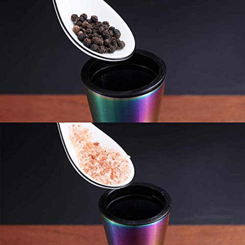 Kyraton Rainbow Salt And Pepper Shakers, Kyraton Titanium Plating Stainless Steel Salt And Pepper Grinders Refillable Pepper Grinder, Pepper Mill, Salt Grinder, Salt Shaker, Salt Pepper Shaker Set of 2 - Image 4