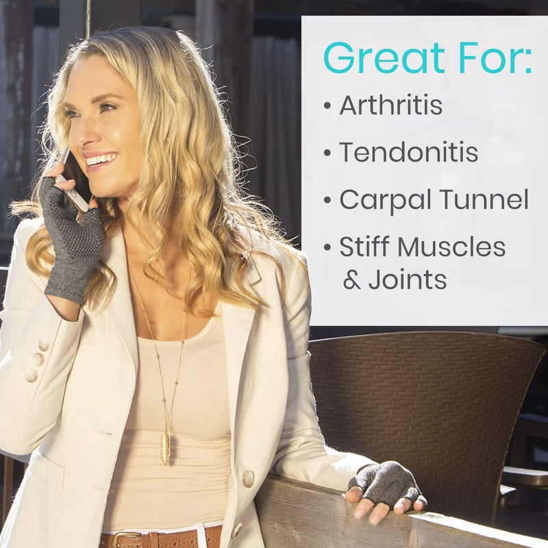 Vive Arthritis Gloves with Grips - Men & Women Textured Fingerless Compression - Open Finger Hand Gloves for Rheumatoid and Osteoarthritis - Arthritic Joint Pain Relief for Computer Typing (Medium) - Image 2