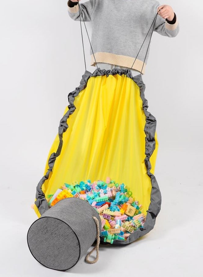 Toy Storage Organizer With Large Playmat, 2 in 1 Storage Basket with Drawstring, Large Portable Container Bins, Floor Activity Organizer for Kids Room, Foldable Canvas Basket for Baby & Toddler Gyms and Playground Organization - Image 4