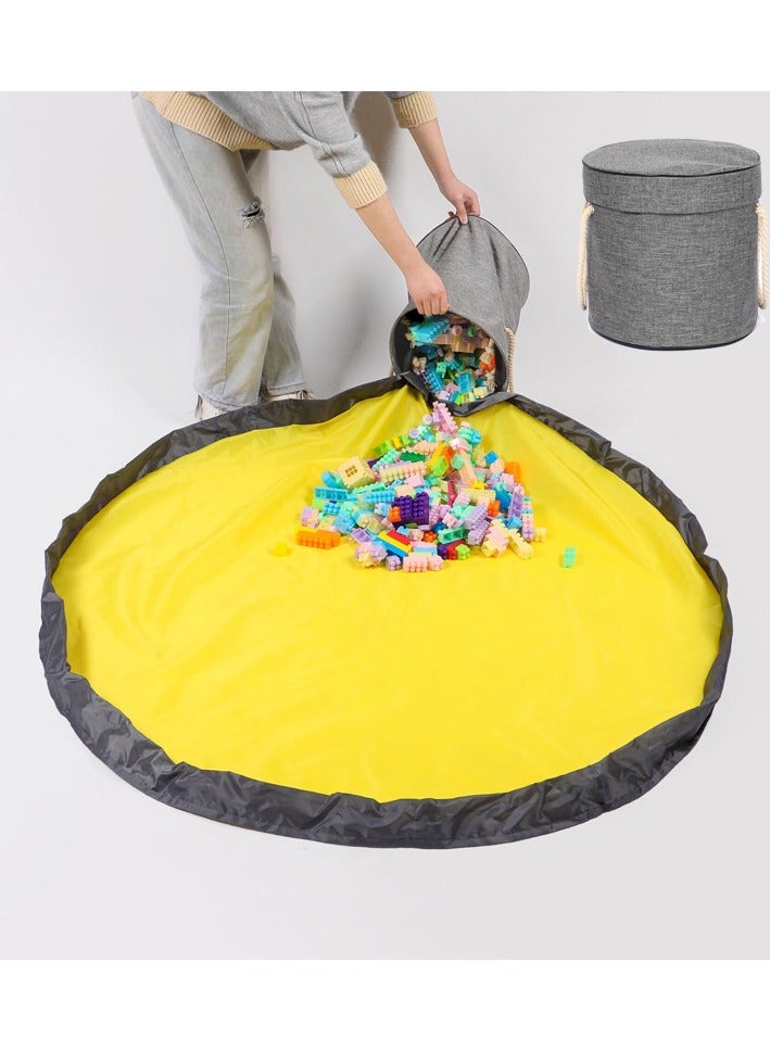 Toy Storage Organizer With Large Playmat, 2 in 1 Storage Basket with Drawstring, Large Portable Container Bins, Floor Activity Organizer for Kids Room, Foldable Canvas Basket for Baby & Toddler Gyms and Playground Organization - Image 1