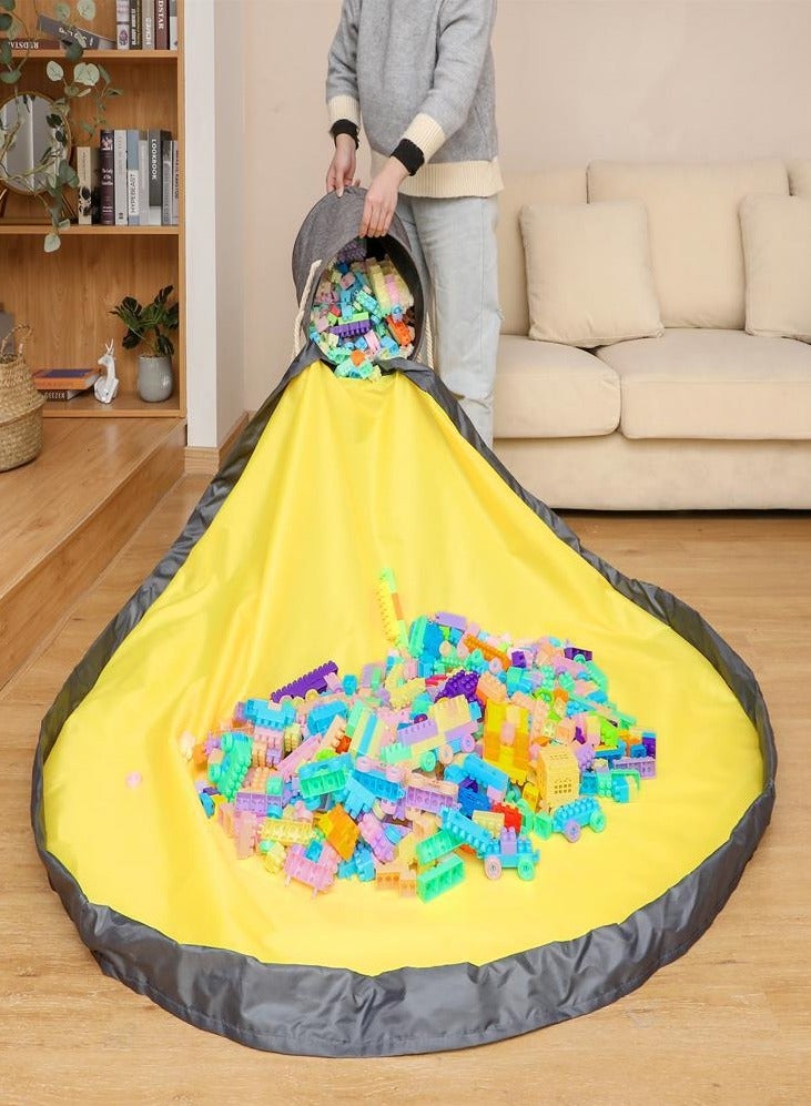 Toy Storage Organizer With Large Playmat, 2 in 1 Storage Basket with Drawstring, Large Portable Container Bins, Floor Activity Organizer for Kids Room, Foldable Canvas Basket for Baby & Toddler Gyms and Playground Organization - Image 2