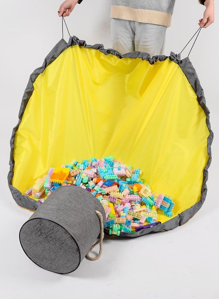 Toy Storage Organizer With Large Playmat, 2 in 1 Storage Basket with Drawstring, Large Portable Container Bins, Floor Activity Organizer for Kids Room, Foldable Canvas Basket for Baby & Toddler Gyms and Playground Organization - Image 3