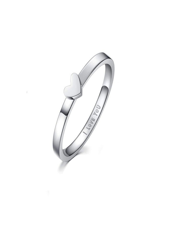 LAVUMO Matching Heart Promise Rings for Couples I Love You Engagement Wedding Ring Band Sets for Him and Her Stainless Steel High Polished Comfort Fit (Women Size 5 Only) - Image 1