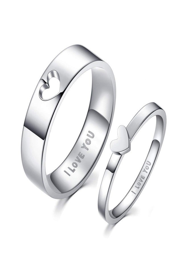 LAVUMO Matching Heart Promise Rings for Couples I Love You Engagement Wedding Ring Band Sets for Him and Her Stainless Steel High Polished Comfort Fit (Women Size 5 Only) - Image 4