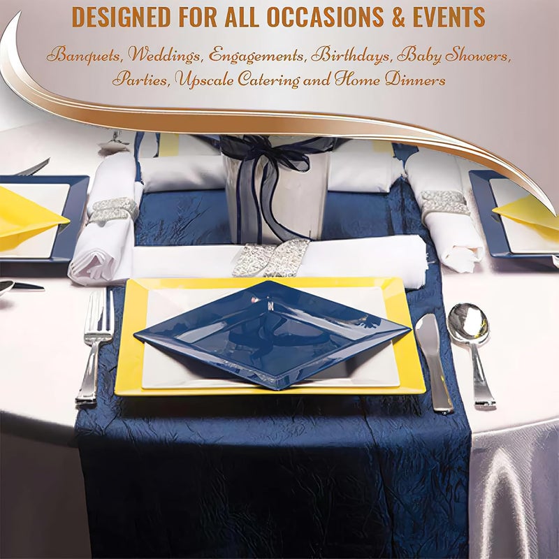 kaya Square Midnight Blue Plastic Cake Plates 65  Pack of 10  Elegant  Sturdy Dinnerware for Weddings Birthdays  Home Use - Image 3