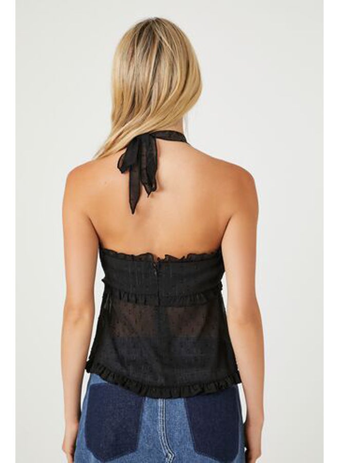 FOREVER 21 Chiffon Clip Dot Halter Tank Top - Image 3