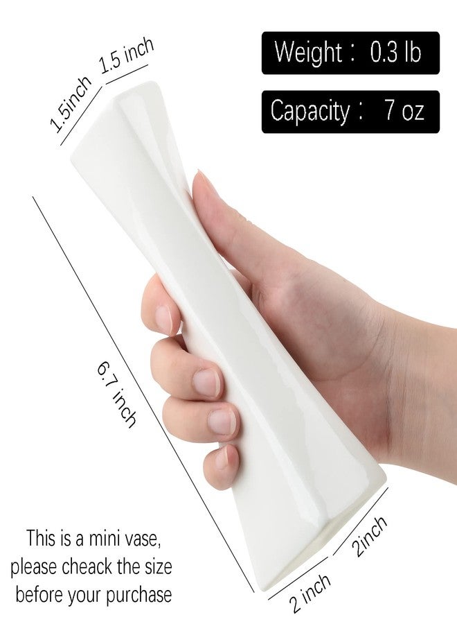SAIURE Bud Vase, White Small Ceramic Bud Vase for Flower Bud Vase for Centerpieces Home Decor Minimalism Style Modern Twist Fit Table Shelf Fireplace Bedroom Kitchen Living Room Office, - Image 4