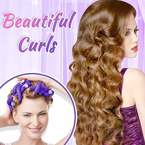SWEETPEA�Flexible Curling Rods Flexi Rods Hair Curlers Set,Twist Foam Hair Rollers No Heat Hair Curlers Rollers,Steel Pintail, Rat Tail Comb for Short and Long Hair (0.42 X 7 INCH(MEDIUM) 10PCS) - Image 4