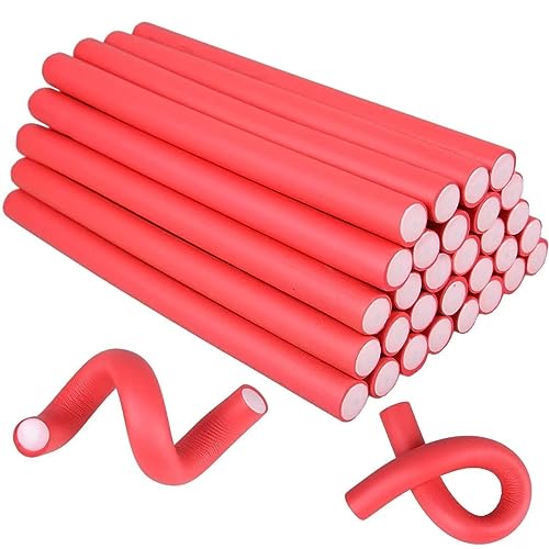 SWEETPEA�Flexible Curling Rods Flexi Rods Hair Curlers Set,Twist Foam Hair Rollers No Heat Hair Curlers Rollers,Steel Pintail, Rat Tail Comb for Short and Long Hair (0.42 X 7 INCH(MEDIUM) 10PCS) - Image 1