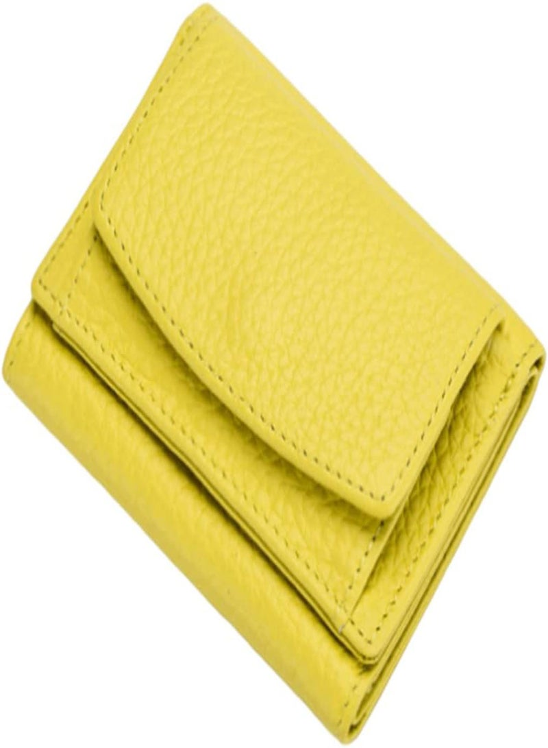GGOOT Leather Coin Tray Purse Small PU Change Pouch Wallet with Card Holder Zipper Coin Purse Women for Girls Ladies Yellow  - Image 1