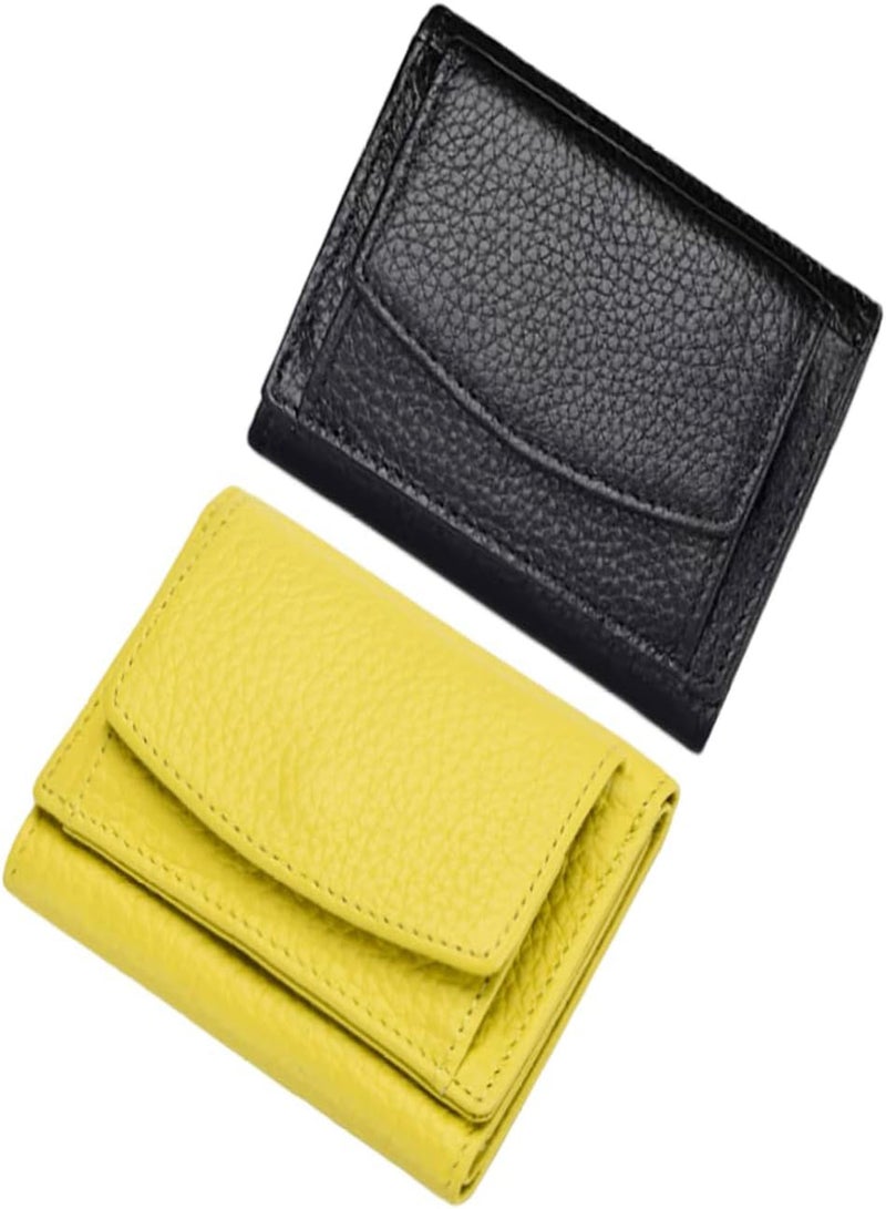GGOOT Leather Coin Tray Purse Small PU Change Pouch Wallet with Card Holder Zipper Coin Purse Women for Girls Ladies Yellow  - Image 3