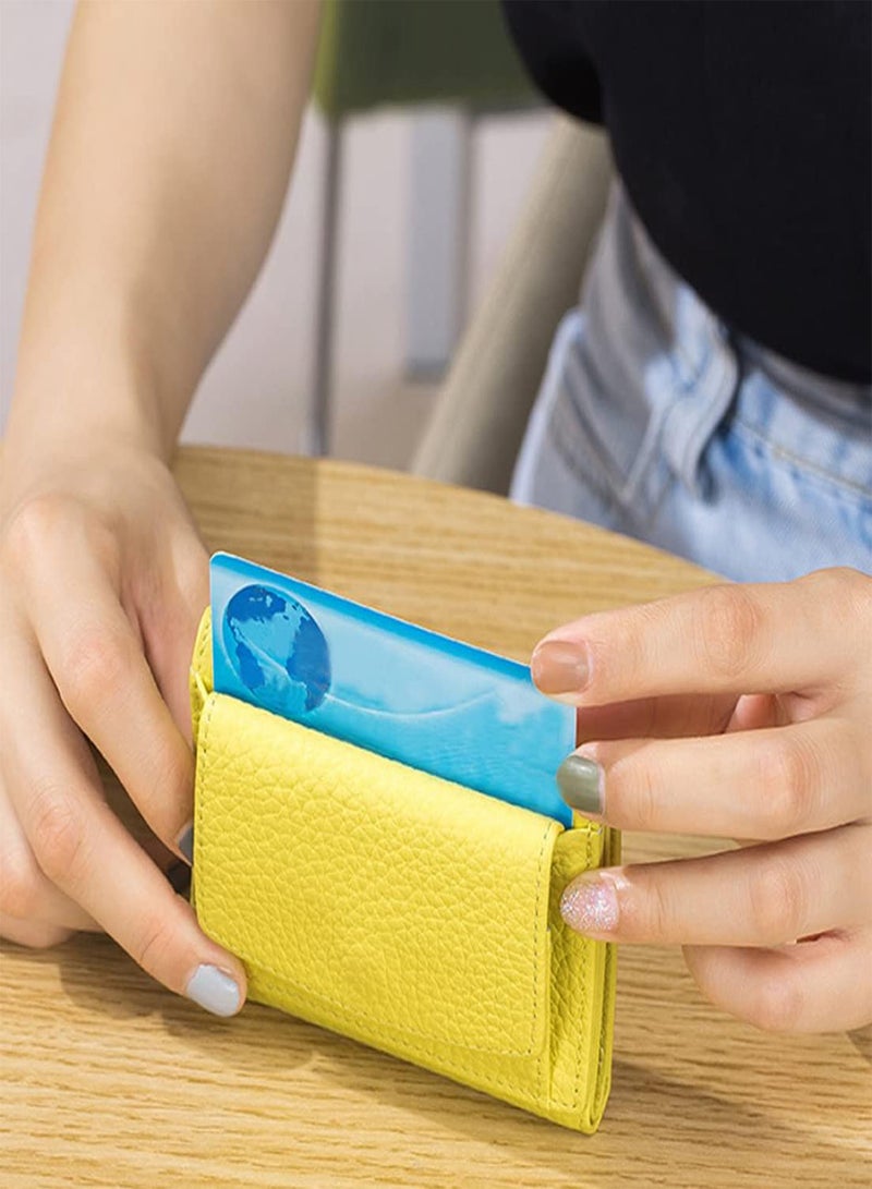 GGOOT Leather Coin Tray Purse Small PU Change Pouch Wallet with Card Holder Zipper Coin Purse Women for Girls Ladies Yellow  - Image 5