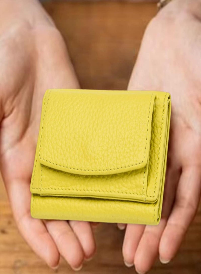 GGOOT Leather Coin Tray Purse Small PU Change Pouch Wallet with Card Holder Zipper Coin Purse Women for Girls Ladies Yellow  - Image 4