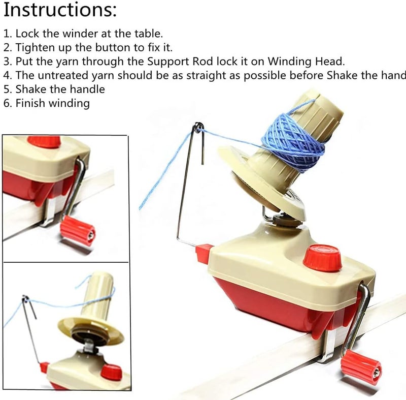 RRigo 𝐘𝐚𝐫𝐧 𝐖𝐢𝐧𝐝𝐞𝐫 - Yarn Ball Winder Easy to Set Up and Use - Hand Operated Yarn Winder 3.5 Ounce Capacity +1 Set 4 Size pompom maker +20 PCS Needle Button Set + 1 PCS Scissors - Image 4