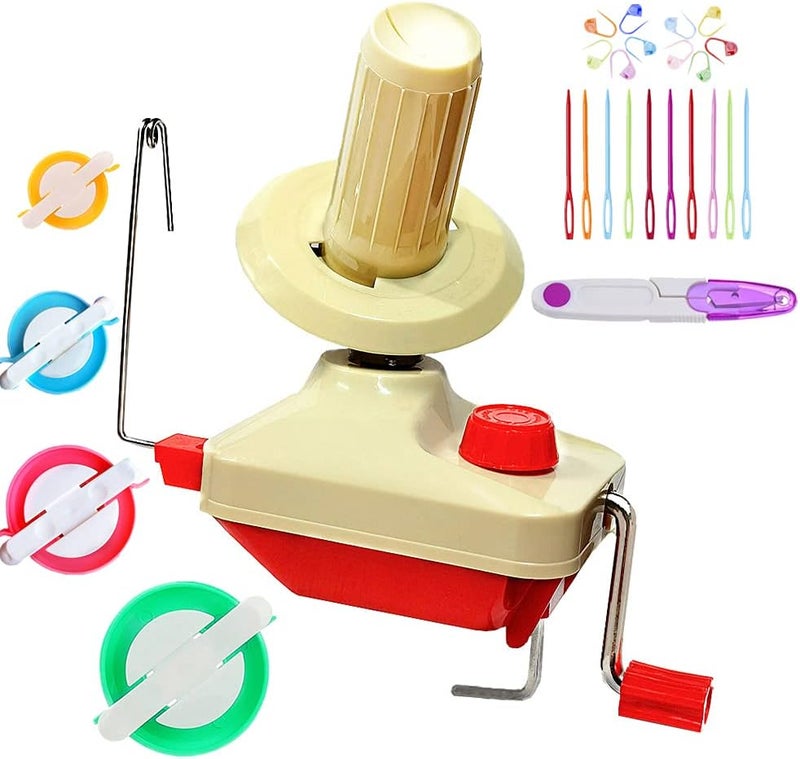 RRigo 𝐘𝐚𝐫𝐧 𝐖𝐢𝐧𝐝𝐞𝐫 - Yarn Ball Winder Easy to Set Up and Use - Hand Operated Yarn Winder 3.5 Ounce Capacity +1 Set 4 Size pompom maker +20 PCS Needle Button Set + 1 PCS Scissors - Image 1