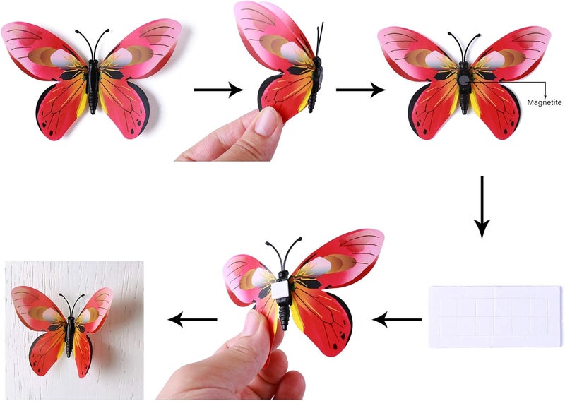 LiveGallery 72 PCS Removable 3D DIY Beautiful Butterfly Wall Decals Colorful Butterflies Art Decor Wall Stickers Murals for Home Nursery Bedroom Classroom Offices TV Background Colorful - Image 4
