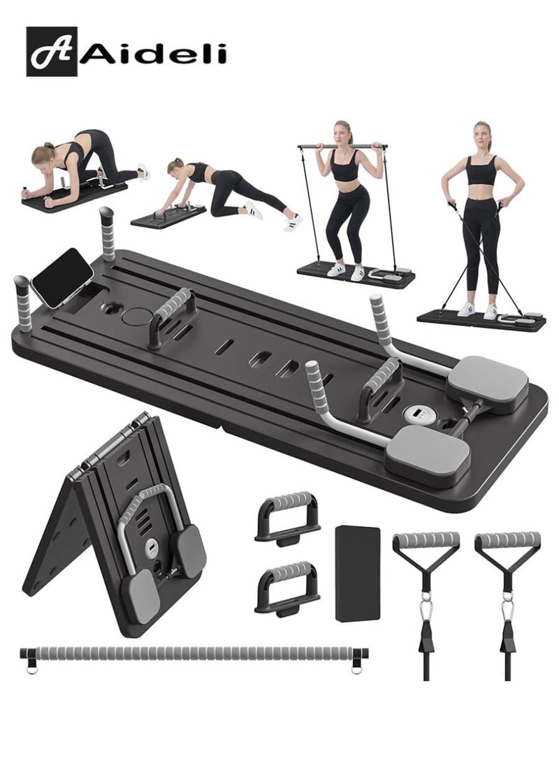 Aideli Upgraded Version Multifunctional Sliding Pilates Reformer Board with Timer, Yoga Bar, Ab Core Workout Trainer Machine, Foldable Home Exercise Equipment - Image 1