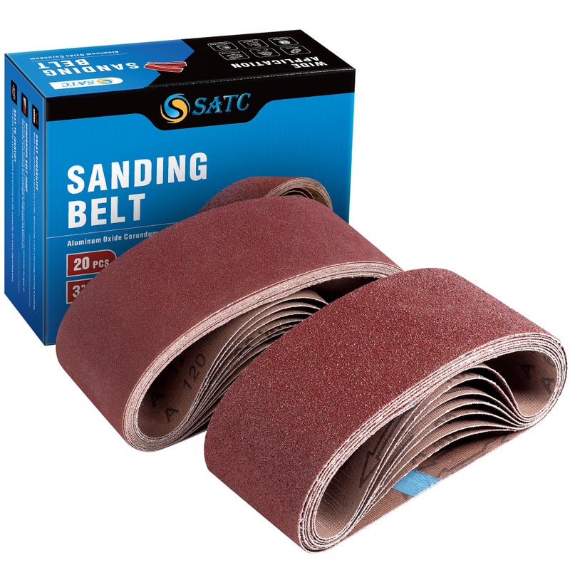 S SATC 3x18 Sanding Belts 20PCS Belt Sander Paper Aluminum Oxide 3 Each of 6080120150240400 Grits 2 of 40 Grits Ideal for Wood Metal Paint Sanding