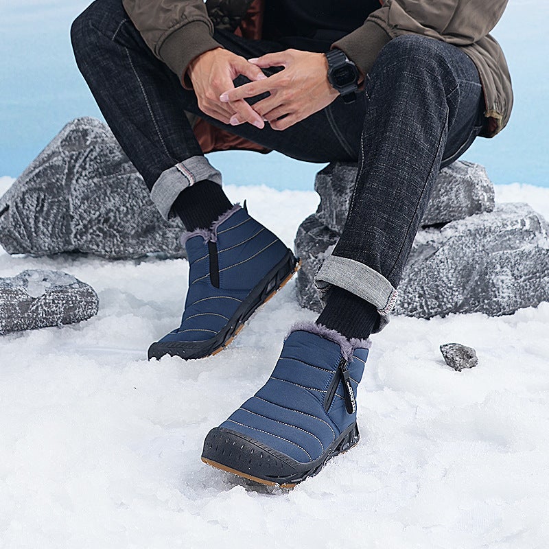 Winter New Fleece-Lined Fashion Cotton Shoes Couple Models Northeast Outdoor Waterproof Non-Slip Warm Snow Boots - Image 3
