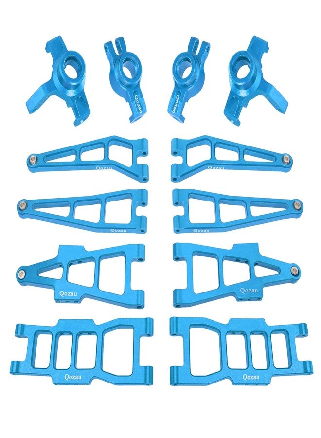 QOZAU Aluminum Front Rear Suspension Arms Front Steering Knuckles Rear Hubs Kit for Haiboxing 1/12 RC Truck 903 903A 905 Upgrade Parts (Blue) - Image 1