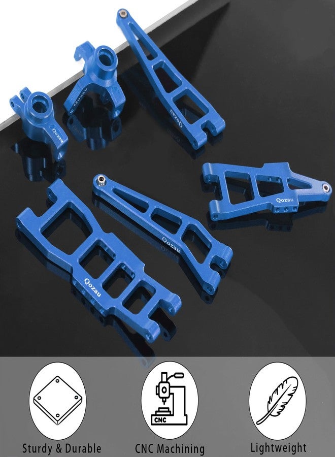 QOZAU Aluminum Front Rear Suspension Arms Front Steering Knuckles Rear Hubs Kit for Haiboxing 1/12 RC Truck 903 903A 905 Upgrade Parts (Blue) - Image 2