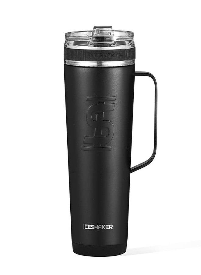 Ice Shaker Insulated Water Bottle with Handle & Reuseable Straw, Stainless Steel Water Bottle, As Seen on Shark Tank, Water Bottle with Straw and Handle, 26oz, Black - Image 2