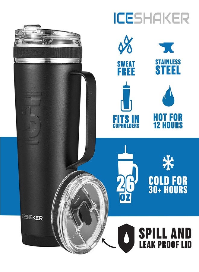 Ice Shaker Insulated Water Bottle with Handle & Reuseable Straw, Stainless Steel Water Bottle, As Seen on Shark Tank, Water Bottle with Straw and Handle, 26oz, Black - Image 4