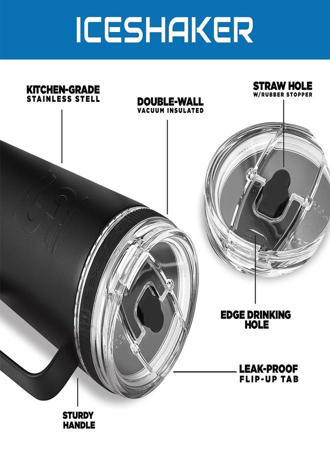 Ice Shaker Insulated Water Bottle with Handle & Reuseable Straw, Stainless Steel Water Bottle, As Seen on Shark Tank, Water Bottle with Straw and Handle, 26oz, Black - Image 5