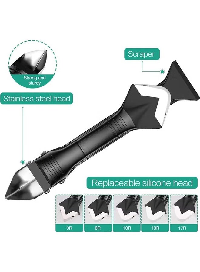 3 in 1 Silicone Caulking Tools（Stainless Steelhead), Sealant Finishing Tool Grout Sc, Reuse and Replace 5 Silicone Pads, Great Tools for Kitchen Bathroom Window, Sink Joint - Image 2