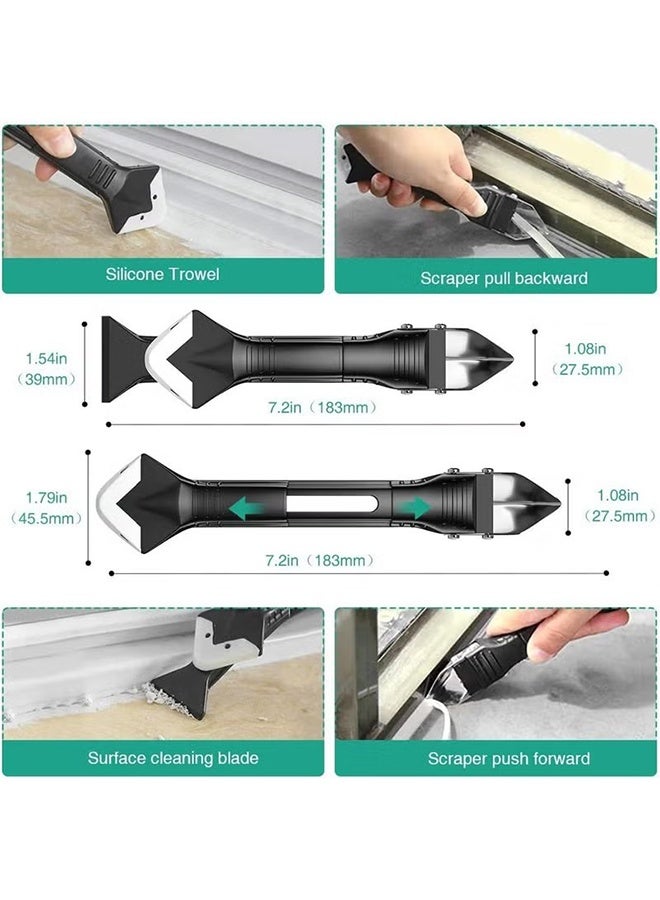 3 in 1 Silicone Caulking Tools（Stainless Steelhead), Sealant Finishing Tool Grout Sc, Reuse and Replace 5 Silicone Pads, Great Tools for Kitchen Bathroom Window, Sink Joint - Image 3