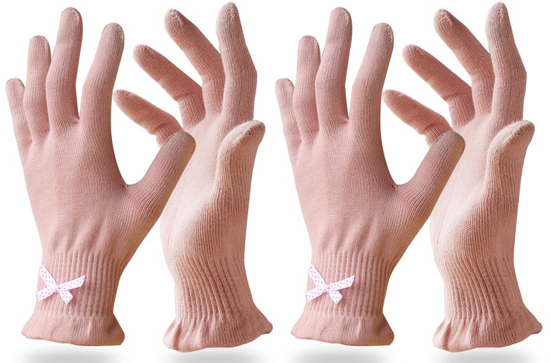 Evridwear Cotton Moisturizing Gloves Overnight Touchscreen for Dry Hands SPA Eczema Hand Care Day and Night Moisturizing Sleeping Gloves 2 Pair SM Feather Weight Pink Color - Image 3