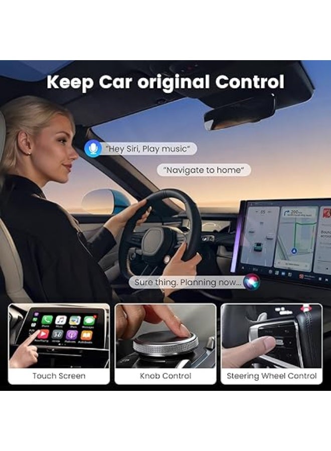 ماجنتيك محول كار بلاي لاسلكي لـ Apple CarPlay وandroidauto، ترقية سلكية إلى كار بلاي لاسلكي، اتصال فوري، دونجل كار بلاي صغير للغاية لأجهزة iPhone وandroid مناسب للسيارات ذات كار بلاي مدمج، أداء فائق: ثبات لا يُضاهى، زمن انتقال منخفض، مساعد Siri/Google، متوافق مع مركبات كاربلاي/Android Auto السلكية - Image 2