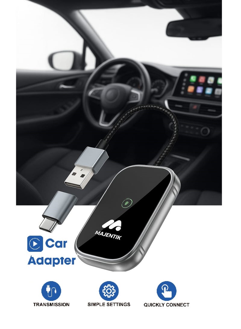 ماجنتيك محول كار بلاي لاسلكي لـ Apple CarPlay وandroidauto، ترقية سلكية إلى كار بلاي لاسلكي، اتصال فوري، دونجل كار بلاي صغير للغاية لأجهزة iPhone وandroid مناسب للسيارات ذات كار بلاي مدمج، أداء فائق: ثبات لا يُضاهى، زمن انتقال منخفض، مساعد Siri/Google، متوافق مع مركبات كاربلاي/Android Auto السلكية - Image 1