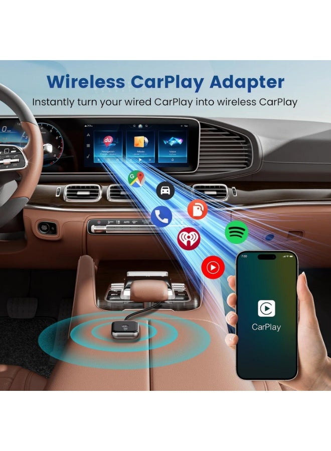 ماجنتيك محول كار بلاي لاسلكي لـ Apple CarPlay وandroidauto، ترقية سلكية إلى كار بلاي لاسلكي، اتصال فوري، دونجل كار بلاي صغير للغاية لأجهزة iPhone وandroid مناسب للسيارات ذات كار بلاي مدمج، أداء فائق: ثبات لا يُضاهى، زمن انتقال منخفض، مساعد Siri/Google، متوافق مع مركبات كاربلاي/Android Auto السلكية - Image 4