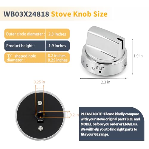 Allstare WB03X24818 Stove knobs Replacement Parts for GE Stove Parts Cooktop Knobs 222D5786P010 General Electric Gas Range Knobs Plastic Burner Control Knob GE Oven knob 1 Pcs - Image 3