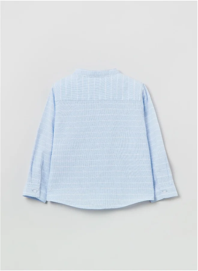 او في اس OVS Striped Shirt In Cotton And Linen