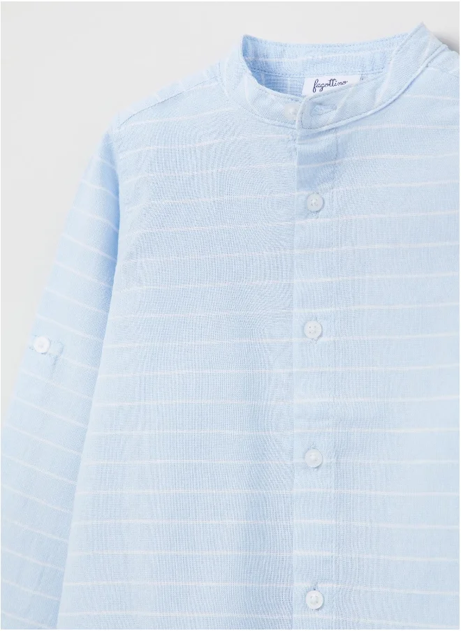 او في اس OVS Striped Shirt In Cotton And Linen