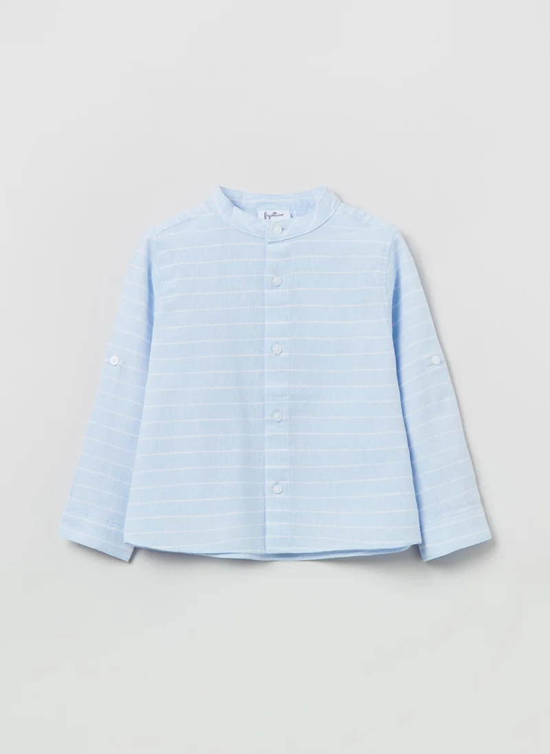 او في اس OVS Striped Shirt In Cotton And Linen