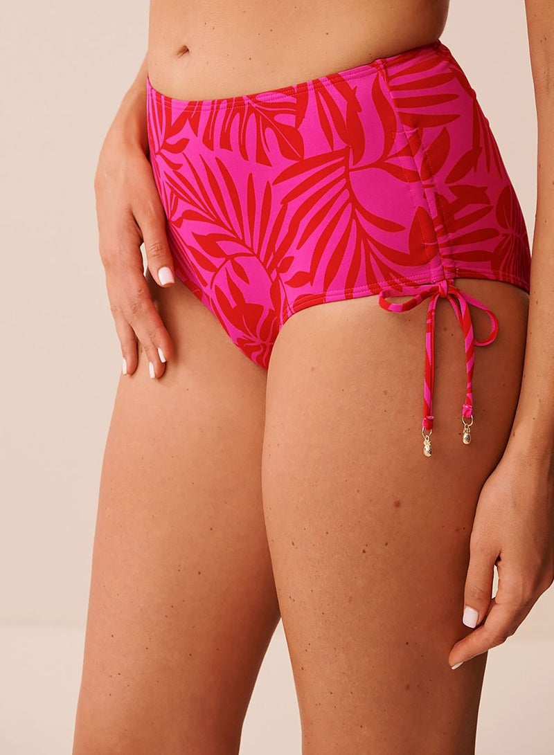 La Vie en Rose TROPICAL FUCHSIA Side Tie High Waist Bikini Bottom - Image 2