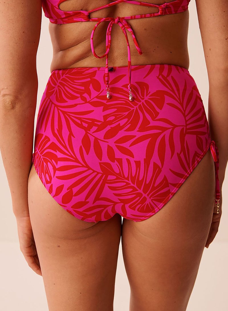 La Vie en Rose TROPICAL FUCHSIA Side Tie High Waist Bikini Bottom - Image 4
