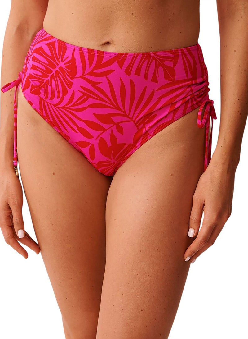 La Vie en Rose TROPICAL FUCHSIA Side Tie High Waist Bikini Bottom - Image 1