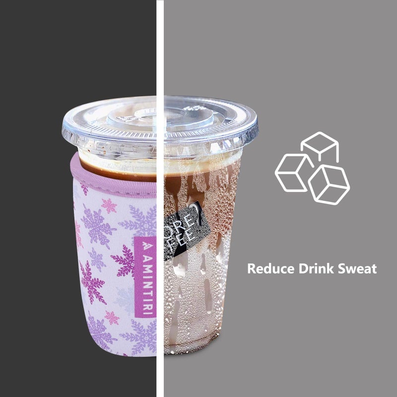 Amintiri 3 Pack Reusable Sleeve for Iced Coffee Cup  Coffee Neoprene Sleeve for Iced&Hot Drinks  Coffee Sleeve Compatible with Starbucks  Dunkin Coffee Cup. (Lalic Snowflakes) - Image 3