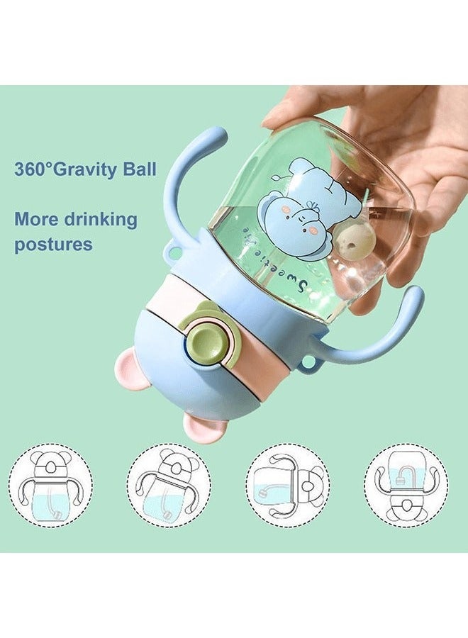 Gonice Baby Sippy Cups, Toddlers Sippy Cup for Kids 6+ Months with Silicone Straw, Leak-Proof Beaker with Handles Lanyard Straw Bottle for Babies Learning Cup - Image 2