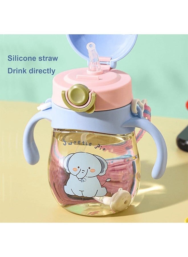 Gonice Baby Sippy Cups, Toddlers Sippy Cup for Kids 6+ Months with Silicone Straw, Leak-Proof Beaker with Handles Lanyard Straw Bottle for Babies Learning Cup - Image 5