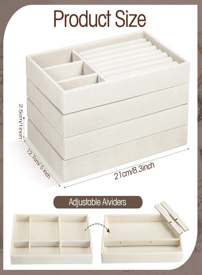 Kenning 16 Pcs Stackable Jewelry Organizer Trays for Drawers, Velvet Jewelry Drawer Inserts Trays Earring Organizer, 8. 3x5x1 Inch Dresser Ring Easter Earring Storage Display for Women Teacher Gifts - Image 3