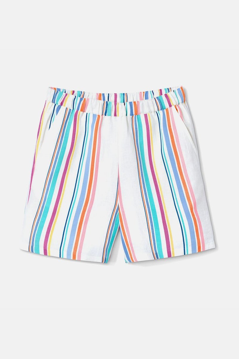 Tchibo Kids Girl Stripe Pull,On Shorts, White Combo - Image 2