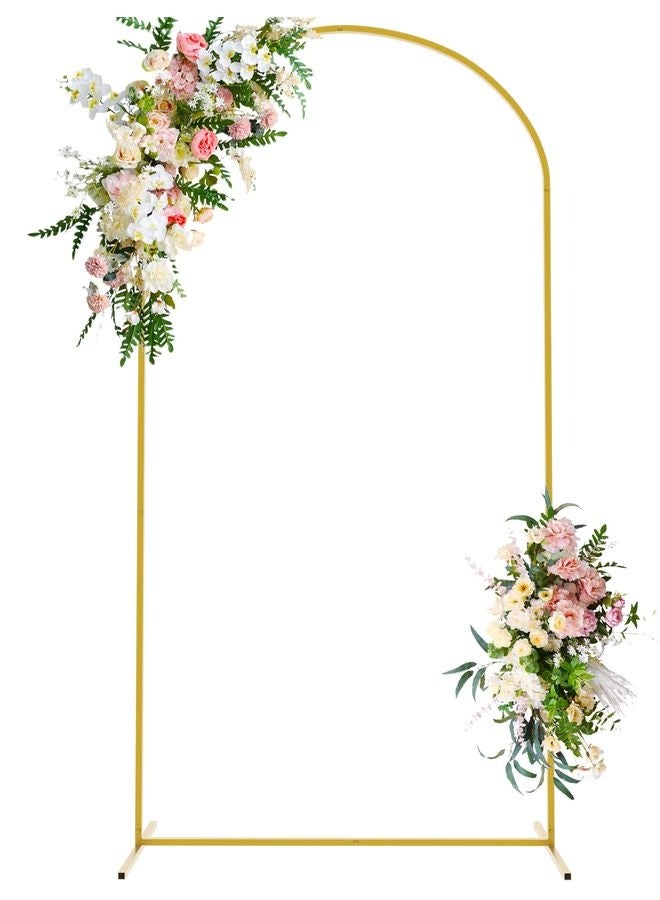 هومستر 7.2 FT زفاف قوس الخلفية الوقوف، الذهب المعدني قوس الخلفية الوقوف لحفل الزفاف حفلة عيد ميلاد عروس طفل دش كشك الصور حديقة بالون الزهري القوس الديكور - Image 1