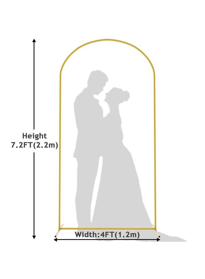 هومستر 7.2 FT زفاف قوس الخلفية الوقوف، الذهب المعدني قوس الخلفية الوقوف لحفل الزفاف حفلة عيد ميلاد عروس طفل دش كشك الصور حديقة بالون الزهري القوس الديكور - Image 2